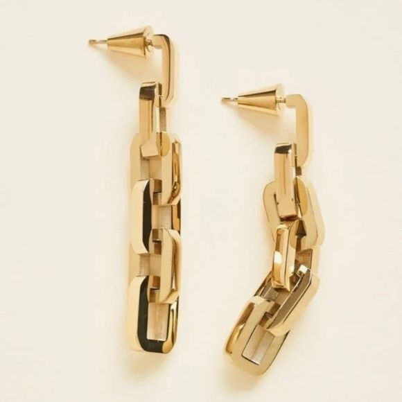 Eddie Borgo Supra Link Earrings 12k Gold Vermeil - Picture 2 of 10